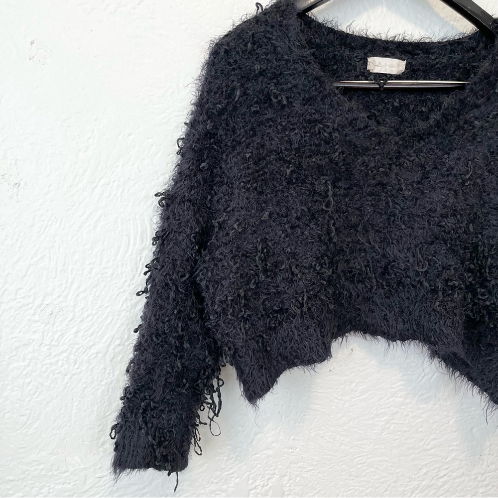 Altar'd State Sweater Cropped Shaggy Black Whimsigoth Goth Small S